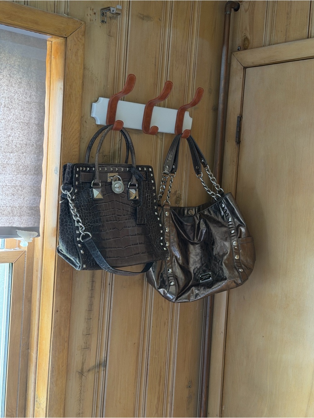 TWO MICHAEL Michael Kors Metallic Bronze Embossed Tote with Chain-Accent Handles